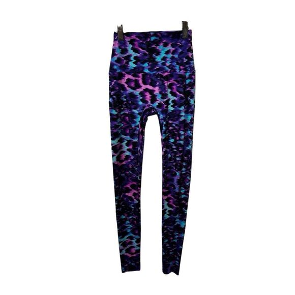 K-Deer Purple Leopard Print Splash Leggings - Picture 2 of 6